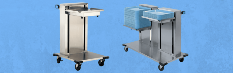 Tray dispenser that holds clean and dirty trays