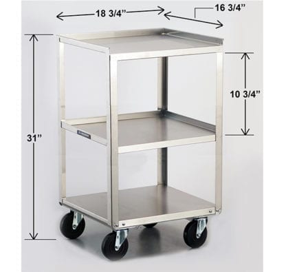 Compact 500-Lb. Capacity, (3) 16.75 x 18.75-in Shelves Utility Cart ...